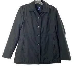 Vintage GAP‎ Jacket Womens XS Black Weather Resistant Y2K Utility Coat Pockets